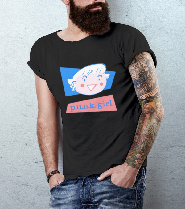 P.U.N.K. Girl Retro Cartoon Style Face T-Shirt
