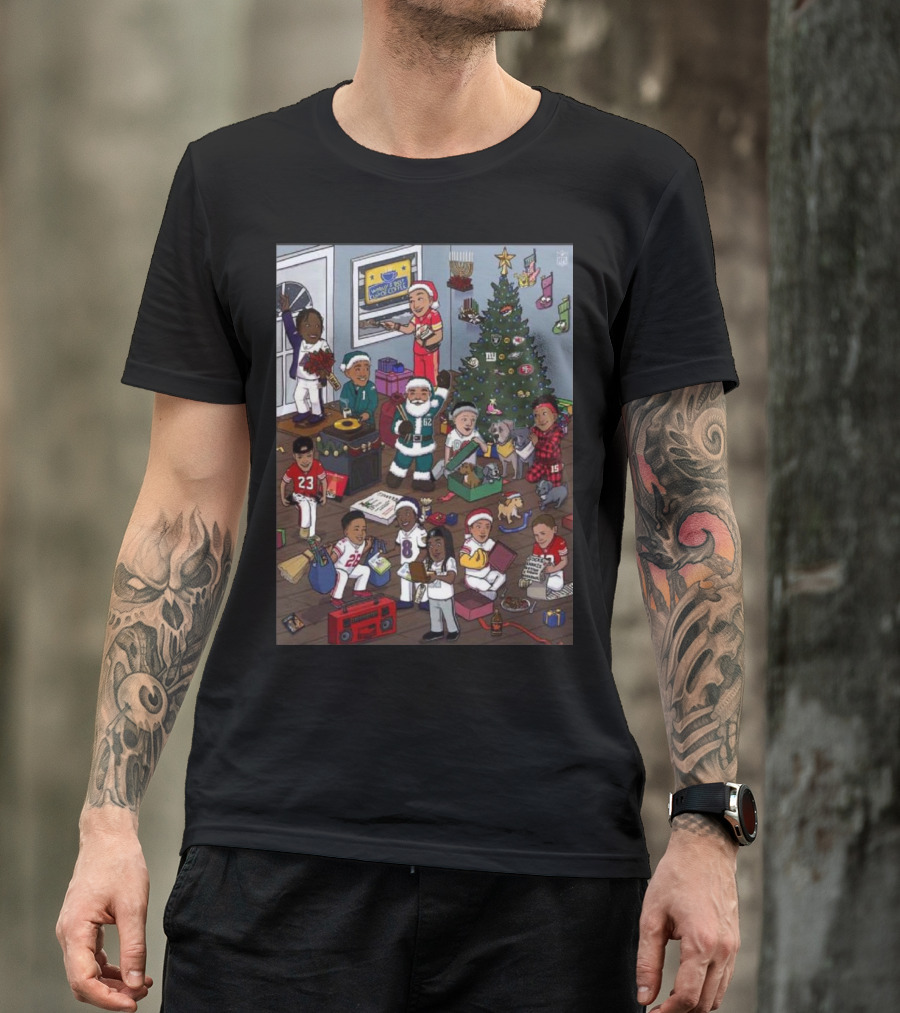 NFL Christmas Celebration: Players Decorate Tree With Family And Holiday Cheer T-Shirt