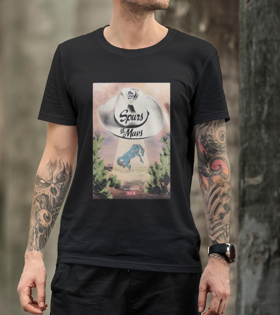 Dec 23 Spurs At Mavs Presented By H-E-B Cowboy Hat And Cactus Scene T-Shirt
