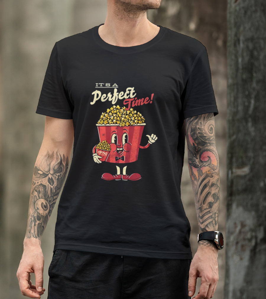 It's A Perfect Time AMC Theatres Movie Popcorn Cartoon T-Shirt