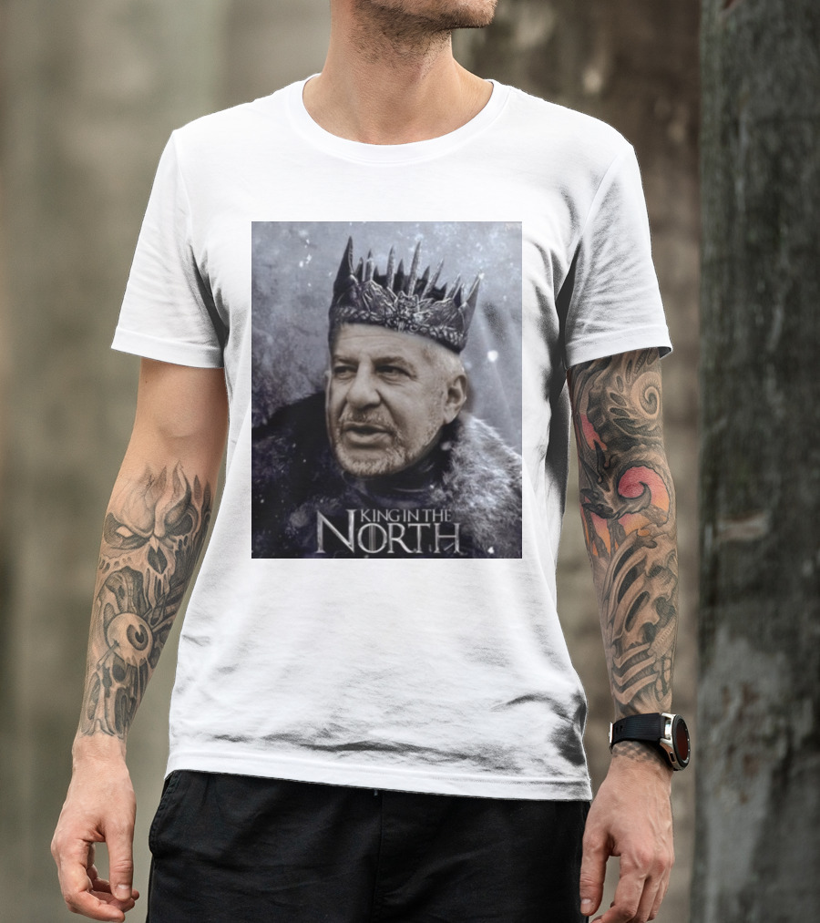 Bill Belichick King In The North Game Of Thrones Style Crown And Fur Cloak T-Shirt