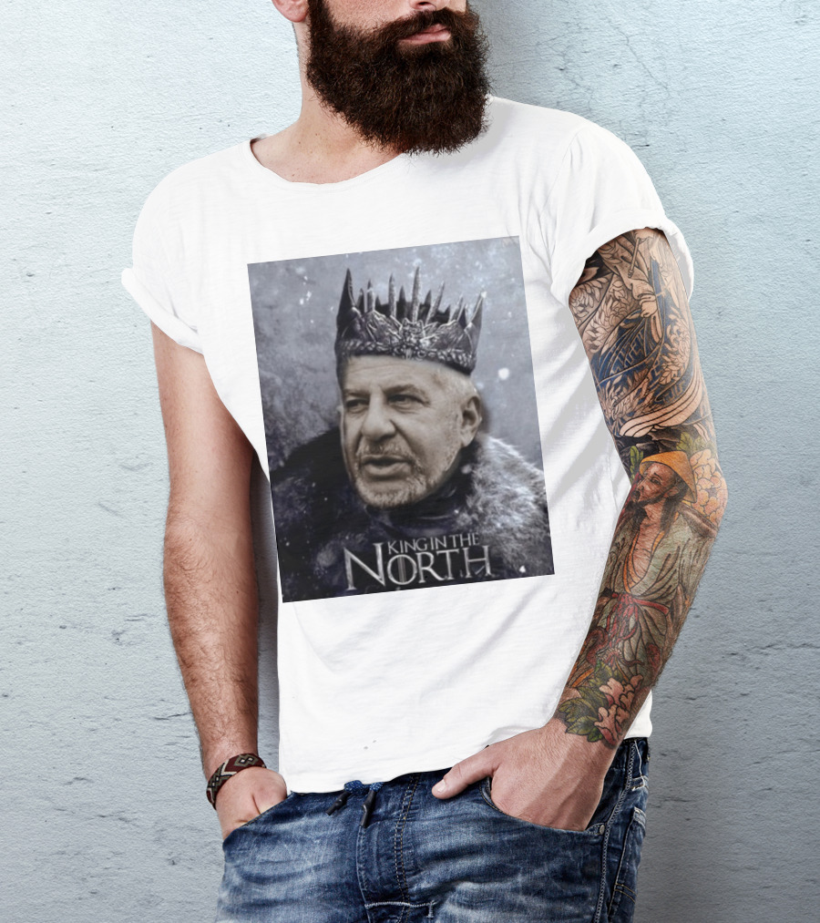 Bill Belichick King In The North Game Of Thrones Style Crown And Fur Cloak T-Shirt