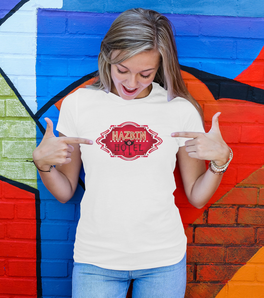 Hazbin Hotel Hazbinhotel Logo Badge With Heart And Winged Eye T-Shirt