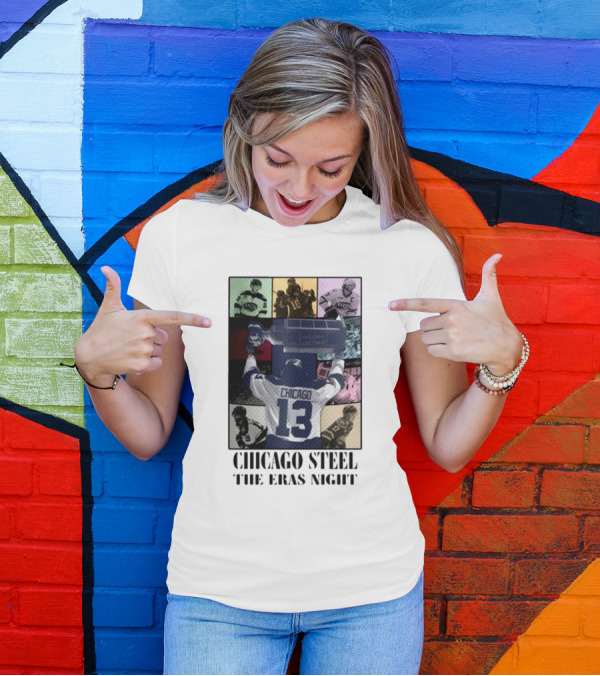 Chicago Steel The Eras Night Number 13 Hockey Collage T-Shirt