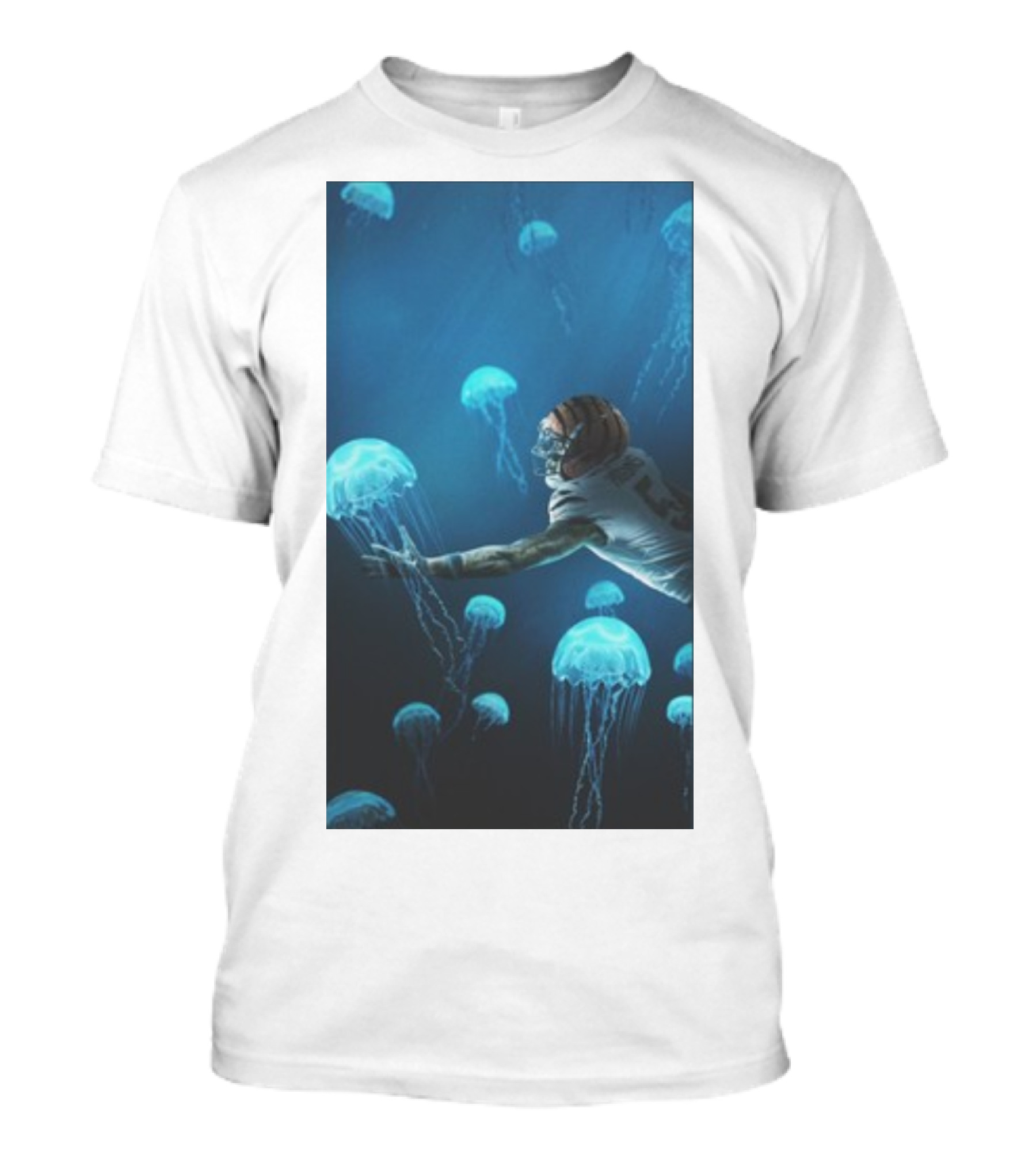 Higgins Jellyfish Football Dive Fantasy Scene T-Shirt