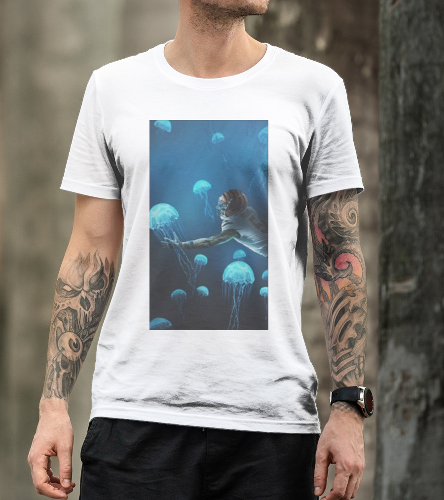 Higgins Jellyfish Football Dive Fantasy Scene T-Shirt