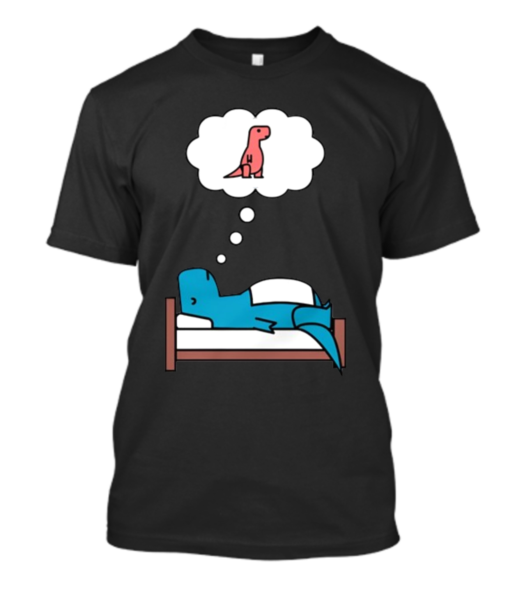 Dinosaur Dreaming BlueRex Sleeps And Imagines Red T-Rex T-Shirt