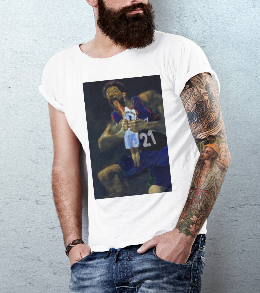 Embiid Dominates Spurs In Intense Artistic Portrayal T-Shirt