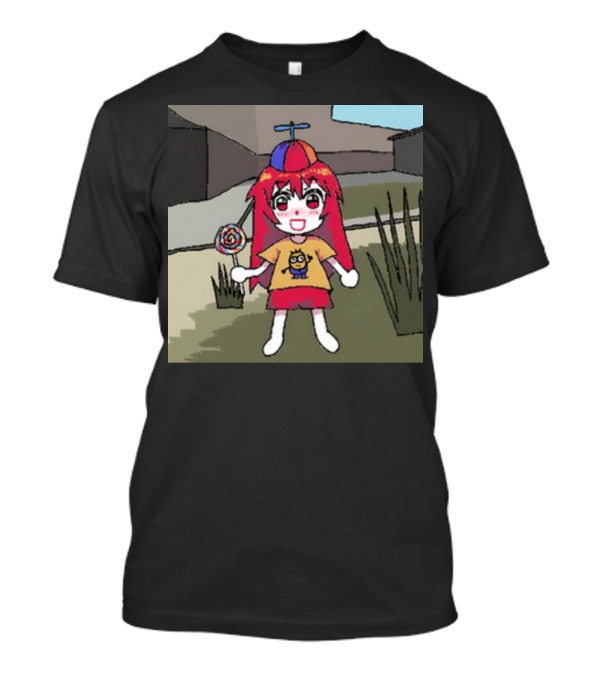 Sunny Waifu Silly Mimo Lollipop Anime Character With Red Hair And Propeller Hat T-Shirt