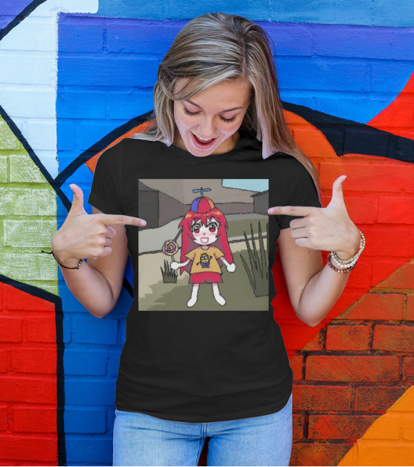 Sunny Waifu Silly Mimo Lollipop Anime Character With Red Hair And Propeller Hat T-Shirt