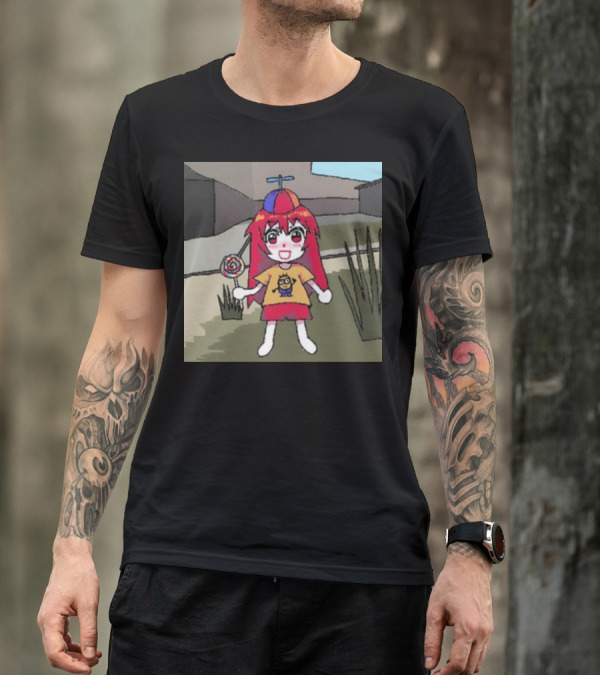 Sunny Waifu Silly Mimo Lollipop Anime Character With Red Hair And Propeller Hat T-Shirt