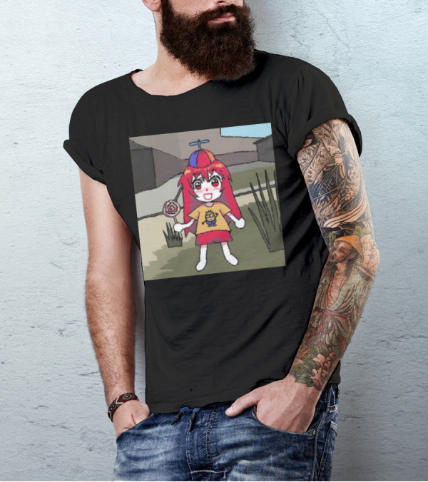 Sunny Waifu Silly Mimo Lollipop Anime Character With Red Hair And Propeller Hat T-Shirt