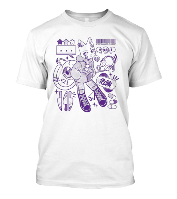 Theyetee Scratch Little Kitten Danger Barcode Skull Stars T-Shirt