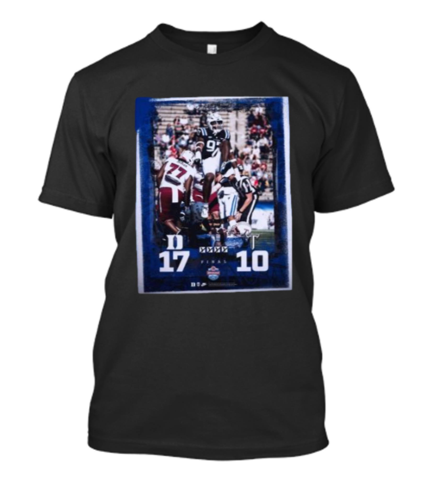 Duke Blue Devils 17-10 Victory Over Troy Trojans NCAA Football Game Final Score T-Shirt