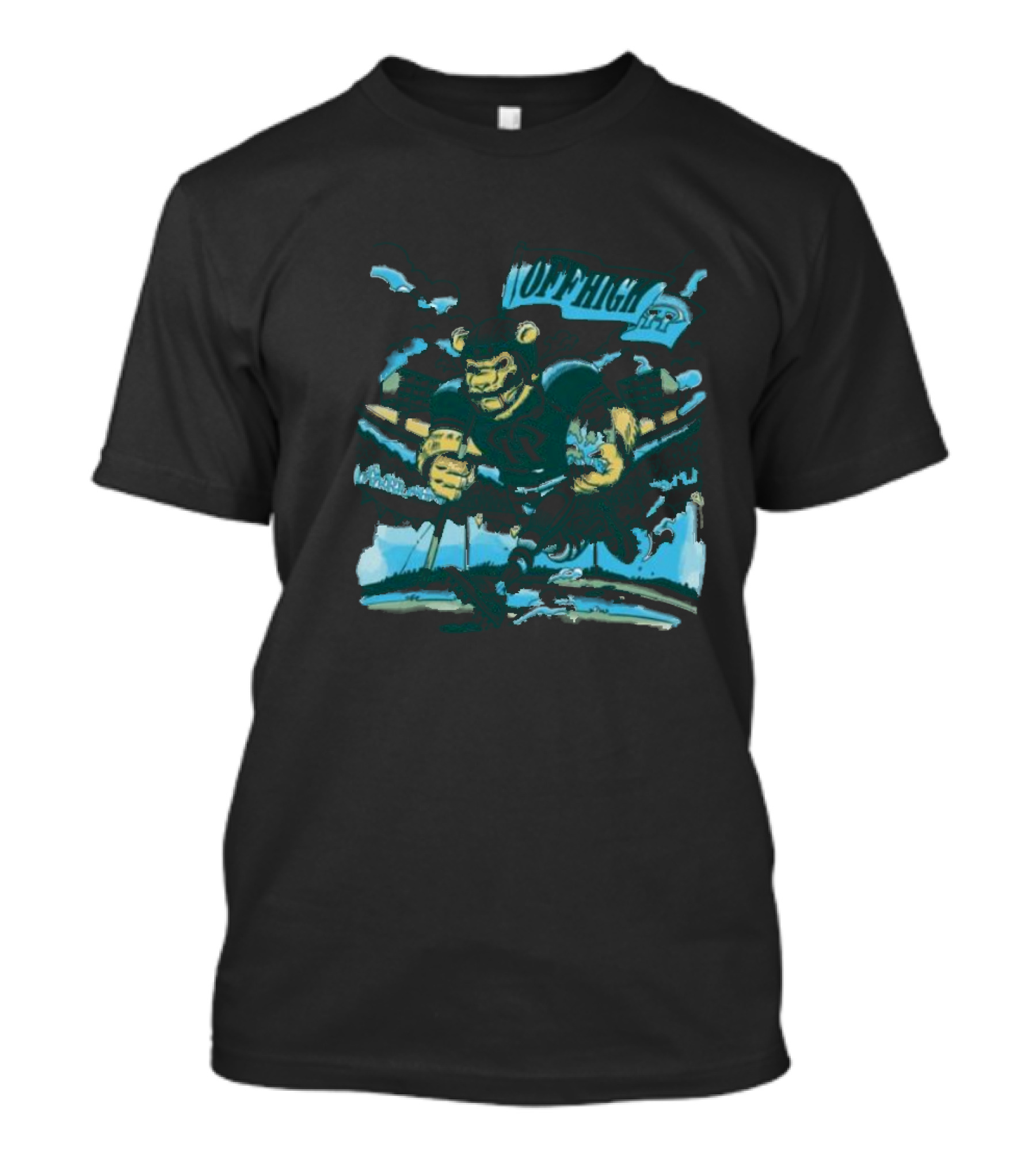 Offhigh Progress Pulse White Charging Bear Athlete In A Dynamic Sports Adventure T-Shirt
