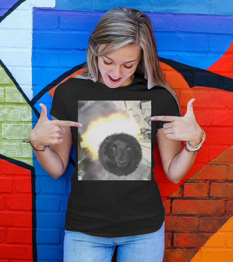 Flying Dog In Space Rocket Fireball T-Shirt