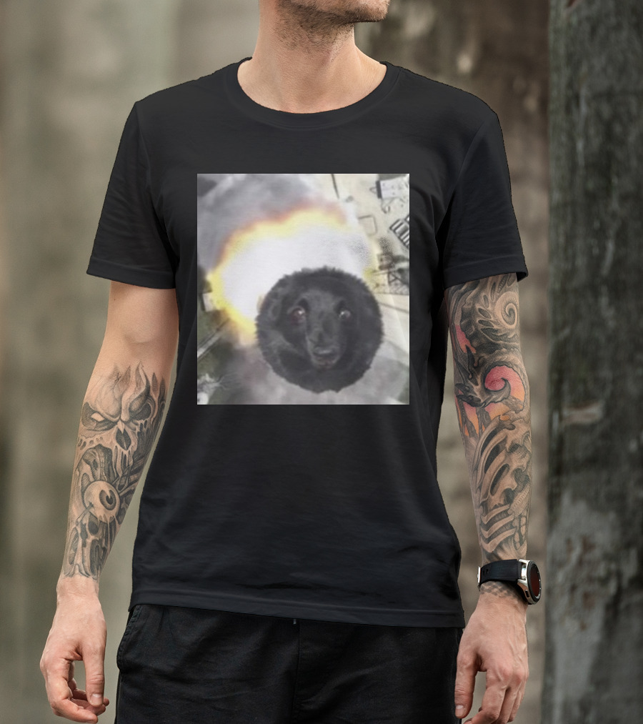 Flying Dog In Space Rocket Fireball T-Shirt