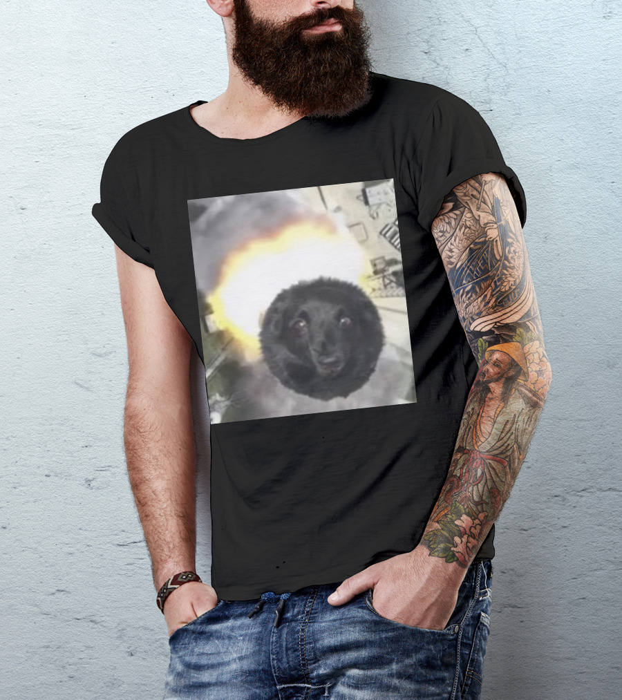 Flying Dog In Space Rocket Fireball T-Shirt