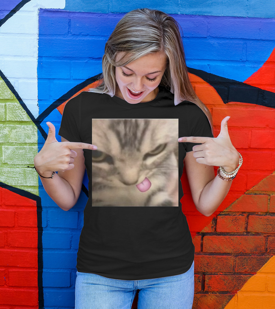 Sillyteestudio Silly Kitten Funny Cute Tongue Out Cat Meme T-Shirt