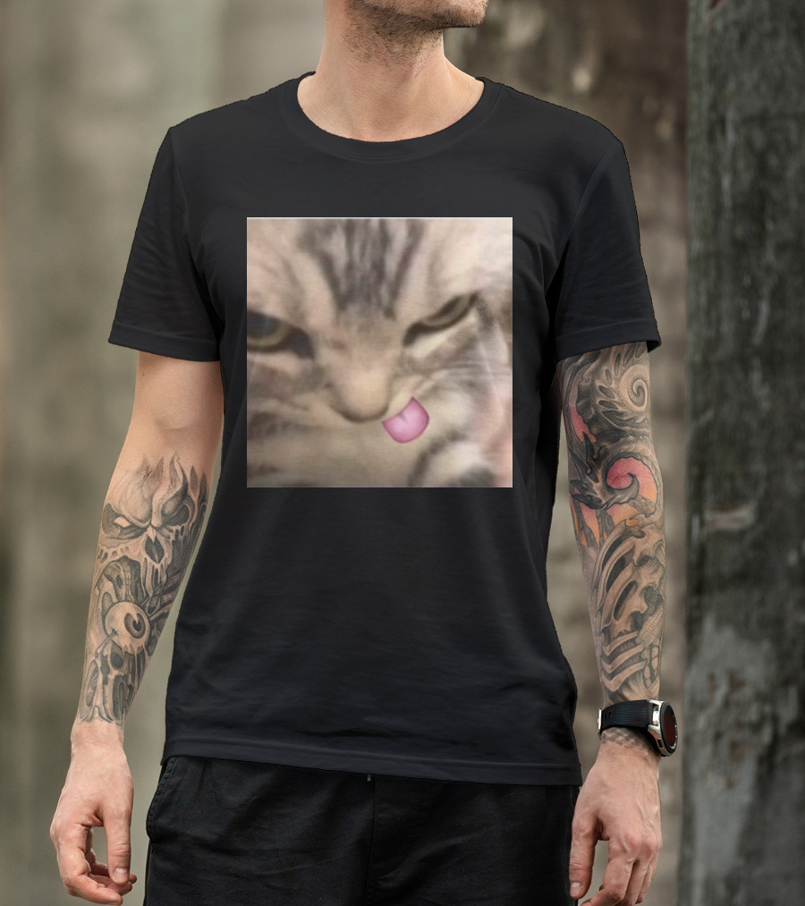 Sillyteestudio Silly Kitten Funny Cute Tongue Out Cat Meme T-Shirt