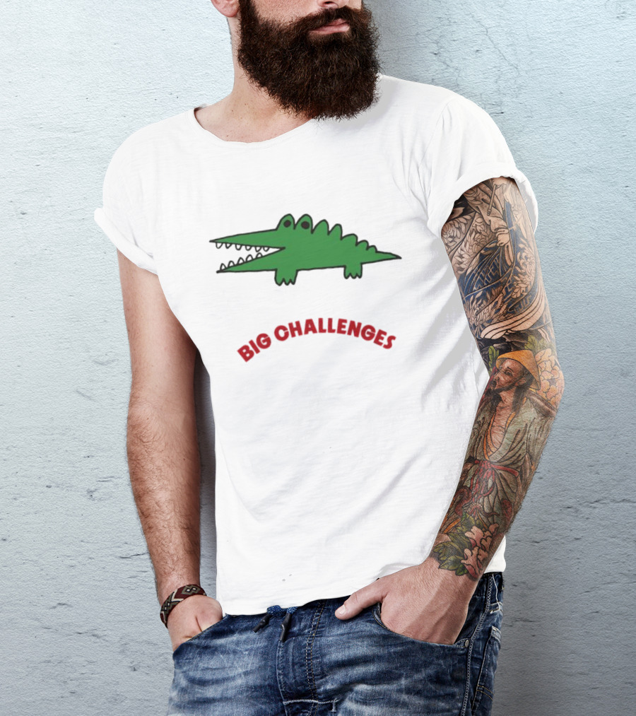Big Challenges Green Crocodile Cartoon T-Shirt