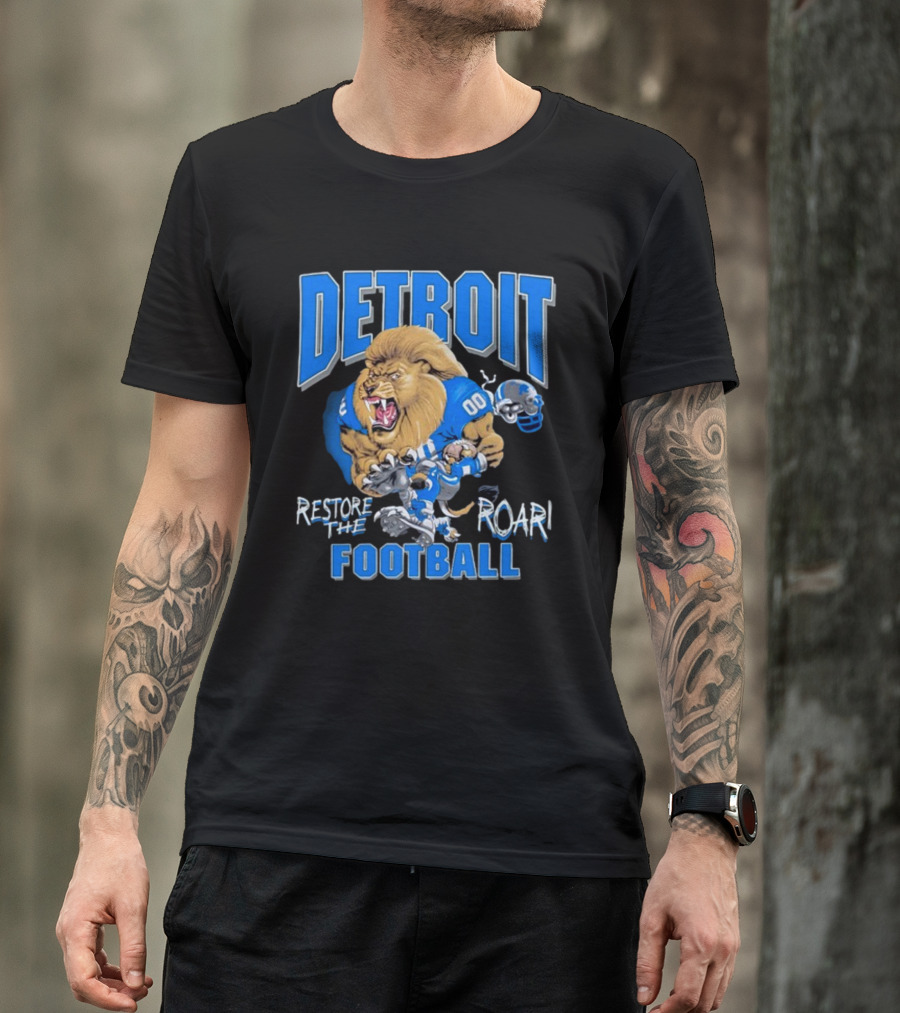Detroit Restore The Roar Football Lion Player T-Shirt