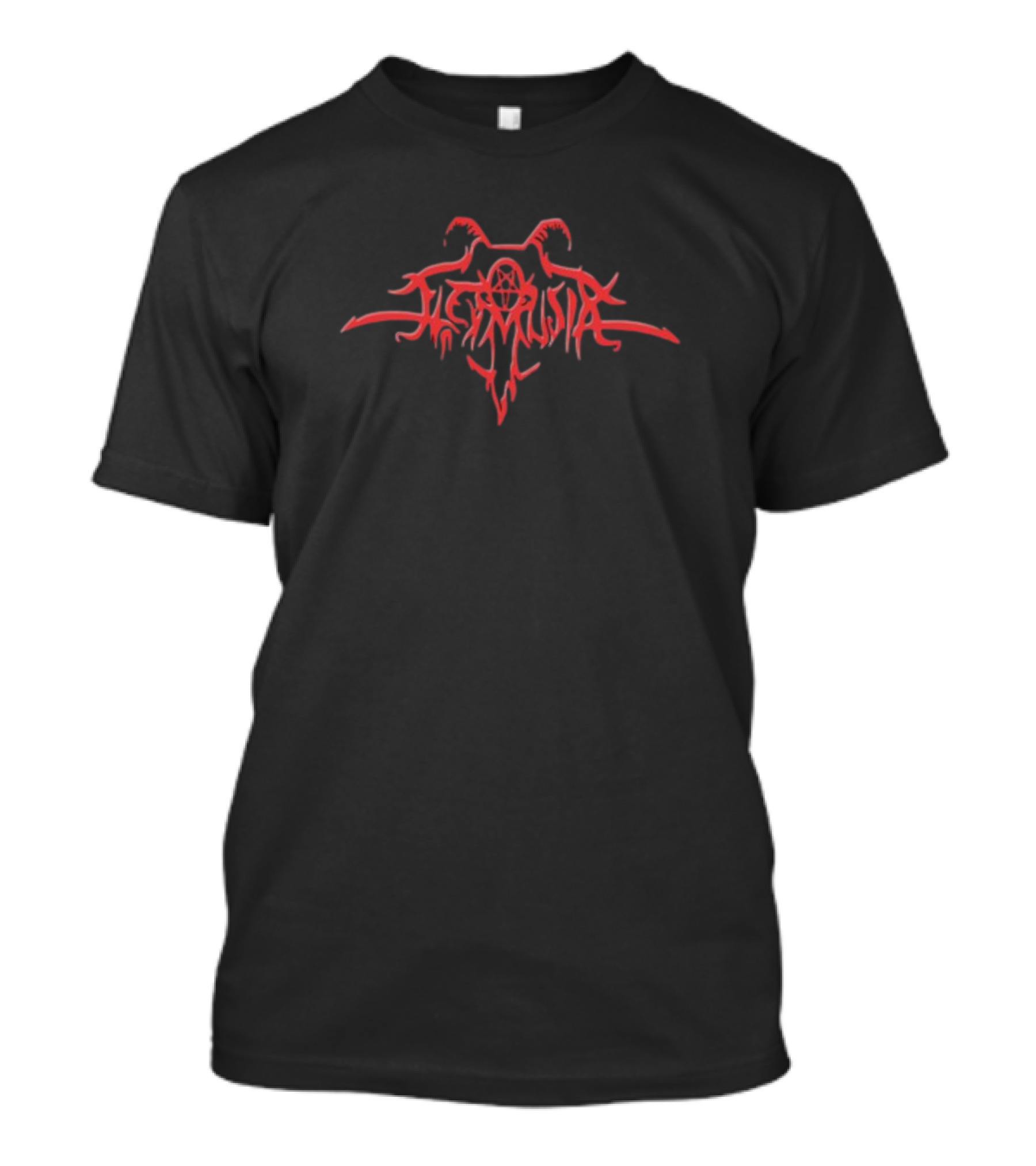 Osamason Flexmusix Metal Logo Pentagram Goat Horns Red Typography T-Shirt