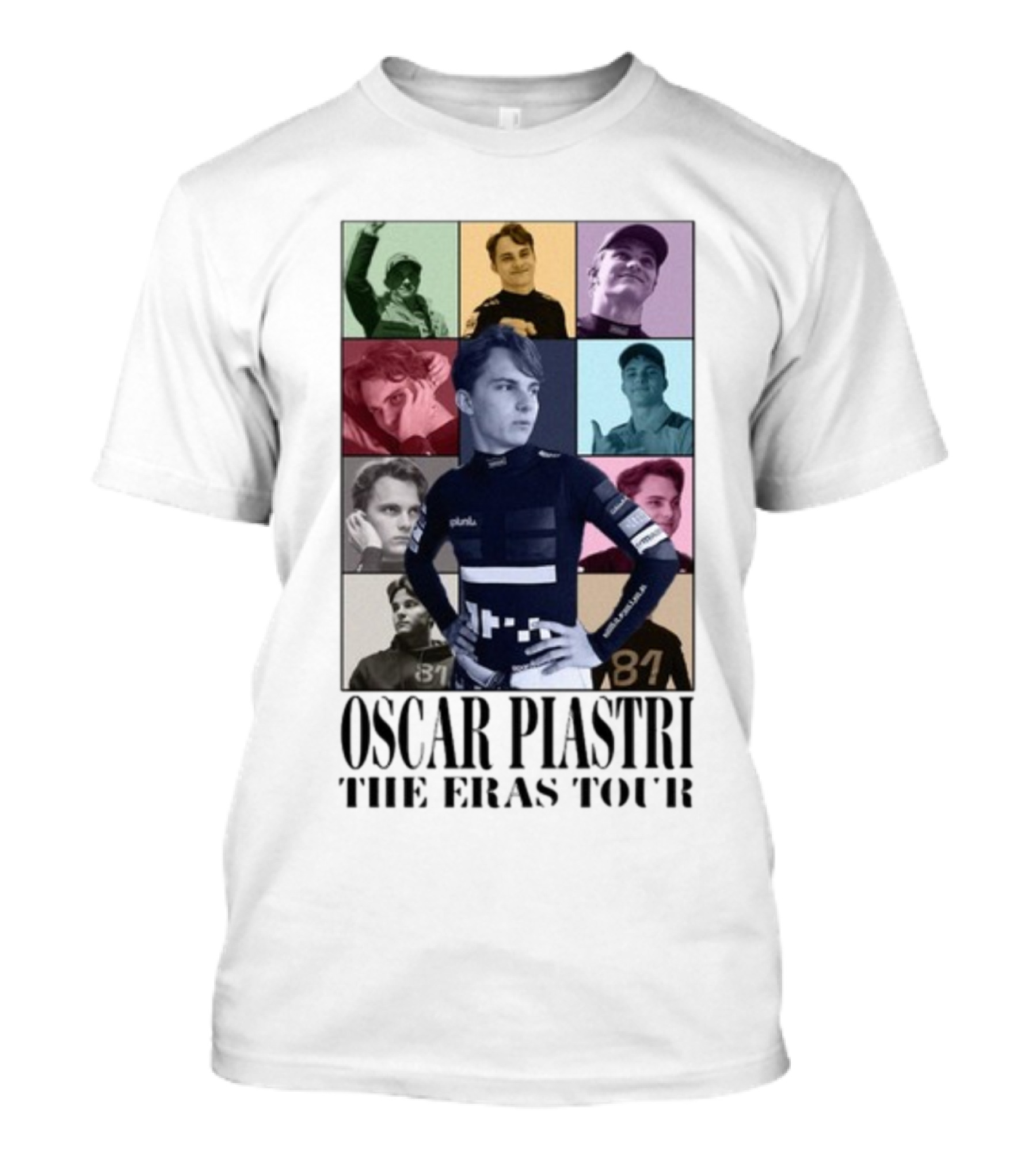 Oscar Piastri The Eras Tour Multicolor Portrait Montage T-Shirt