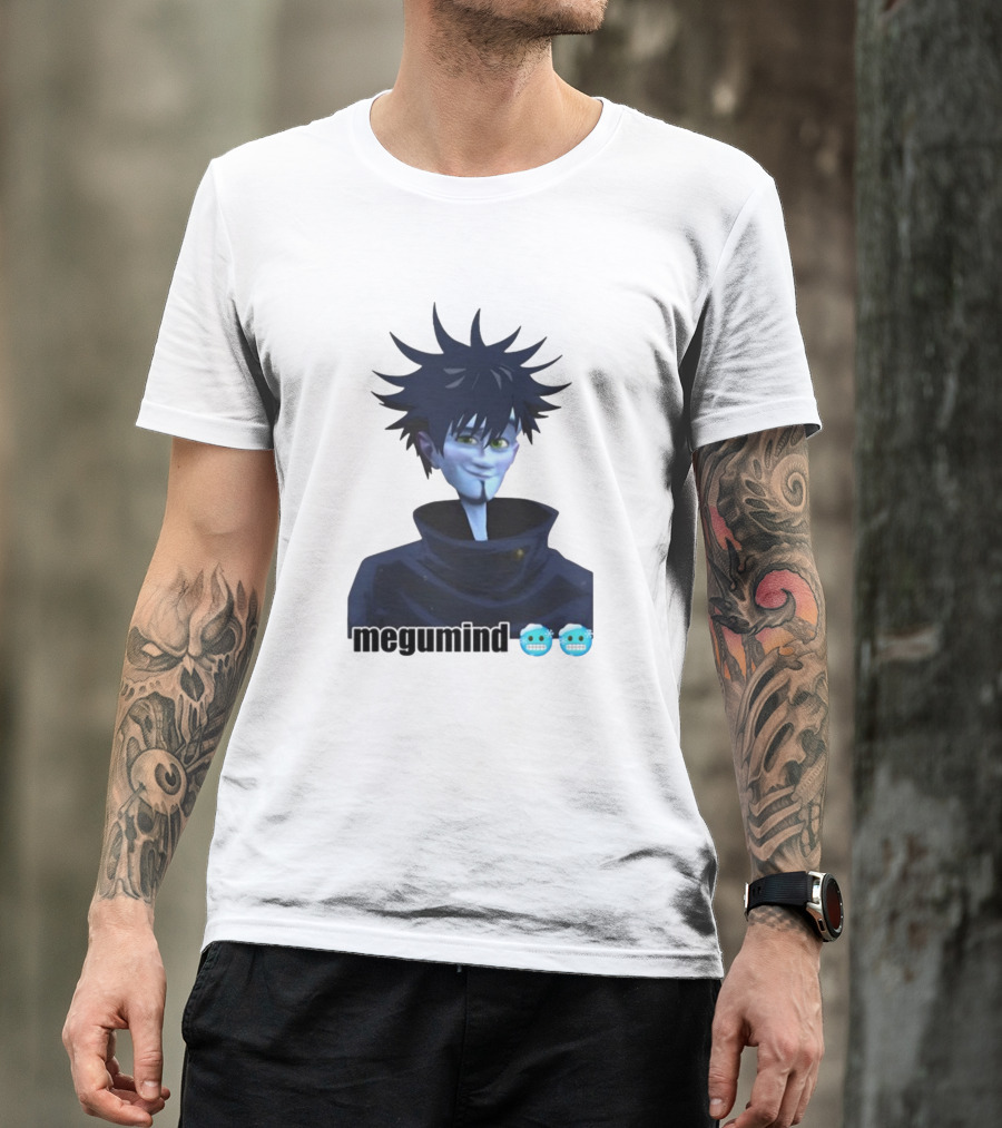 Spiky Haired Megumind Blue Emoji Face T-Shirt