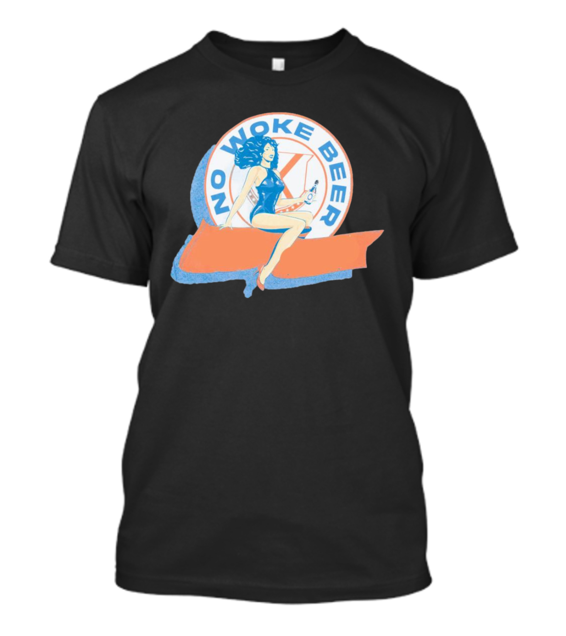 No Woke Beer Retro Pin-Up Style Beverage T-Shirt