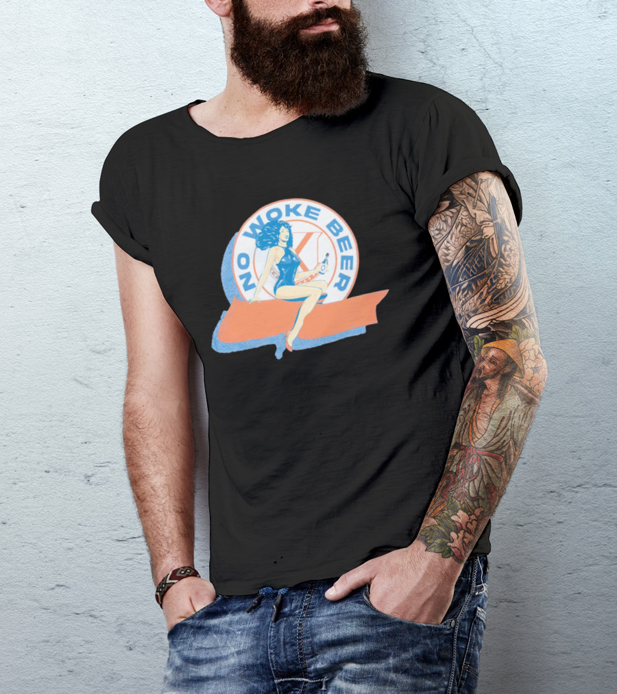 No Woke Beer Retro Pin-Up Style Beverage T-Shirt