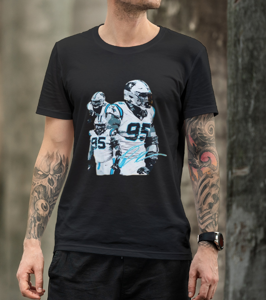 Kai Brown Wearing Carolina Panthers Derrick Brown 95 NFL Football T-Shirt