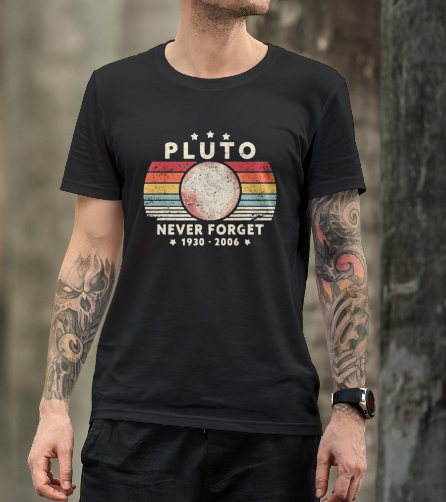 George Springer Pluto Never Forget 1930 2006 Retro Stripes T-Shirt