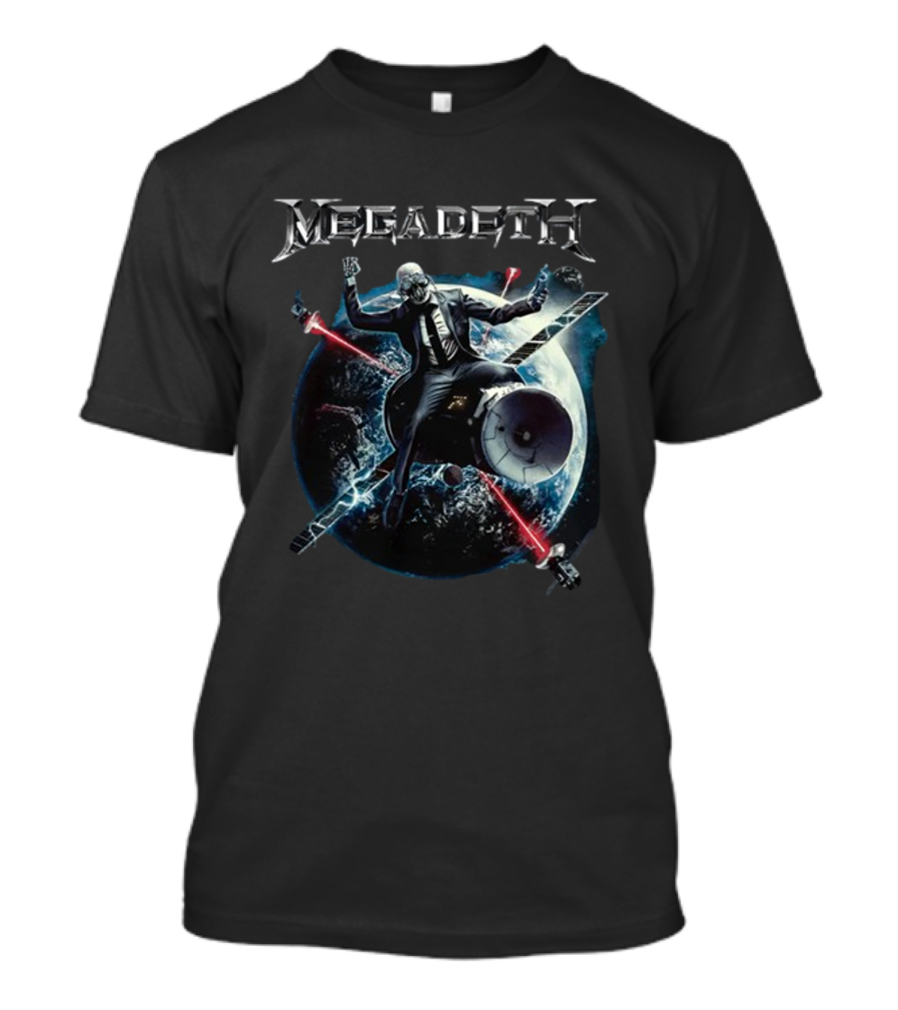 Megadeth Veeps Crush The World Tour Spaceship Skeleton Planet T-Shirt