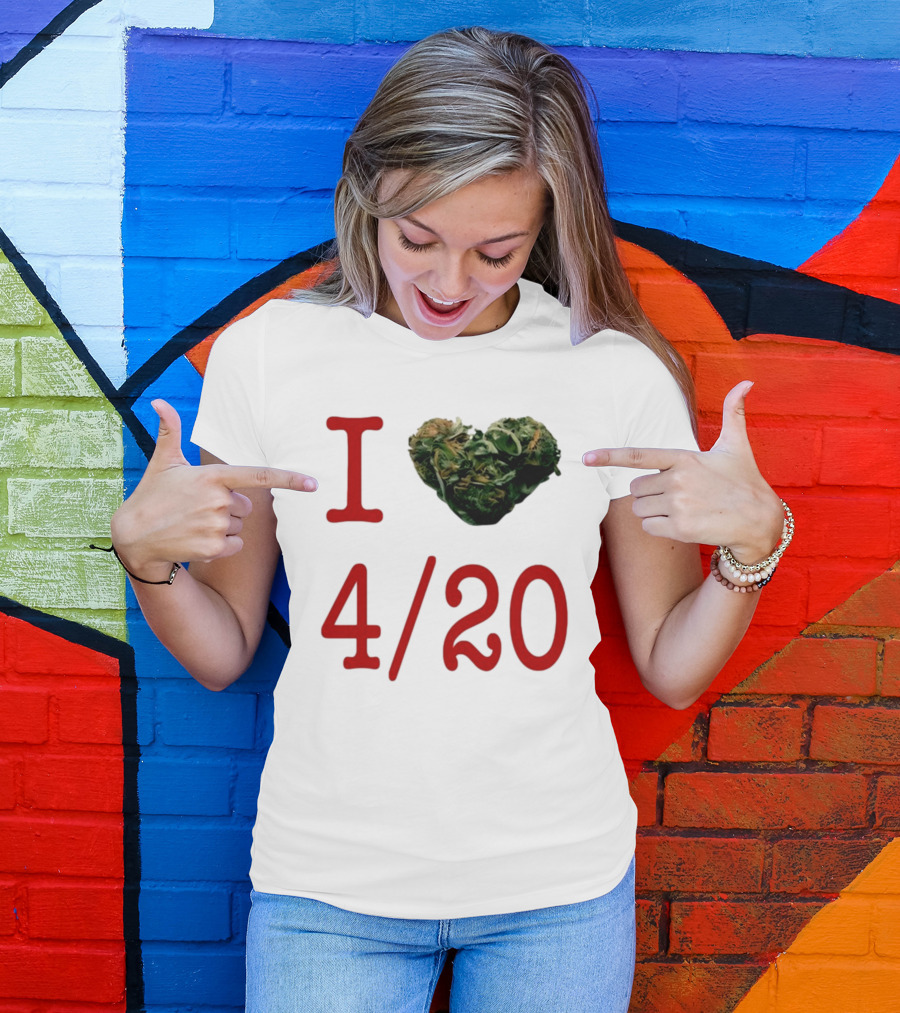 I Love 420 Day Heart Made Of Cannabis T-Shirt