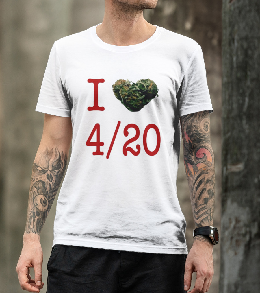 I Love 420 Day Heart Made Of Cannabis T-Shirt