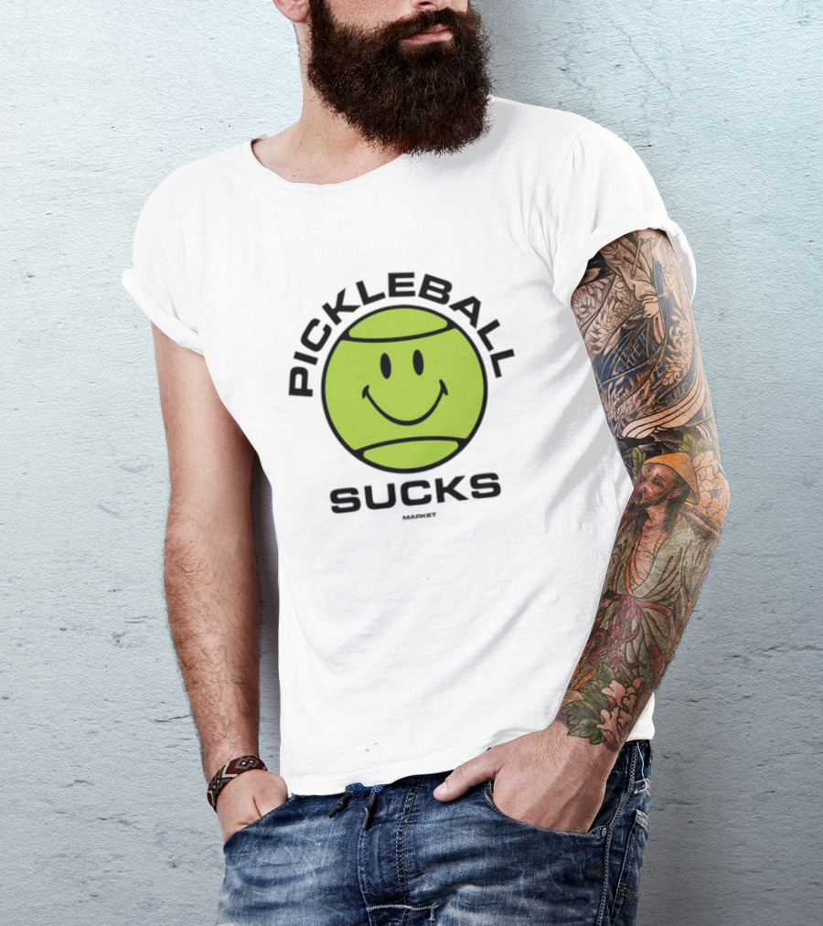 Marketstudios Smiley Pickleball Sucks T-Shirt