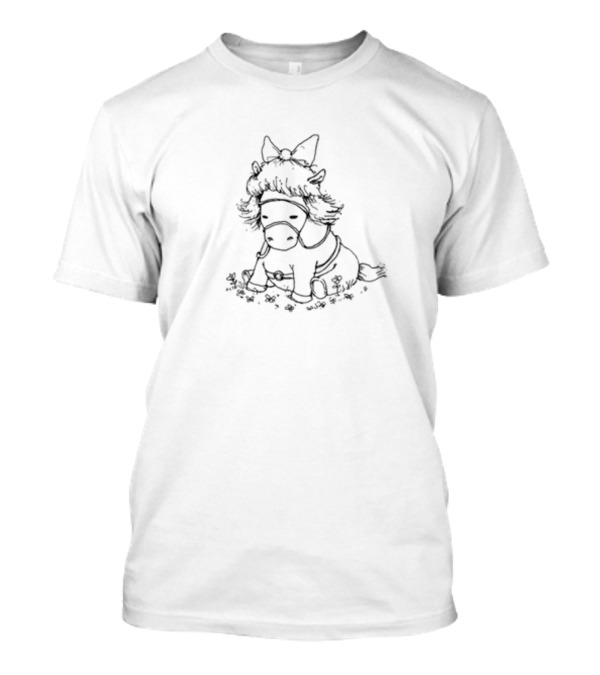 Theartofpants Princess Puddles Delightful Pony With Bow In Meadow T-Shirt
