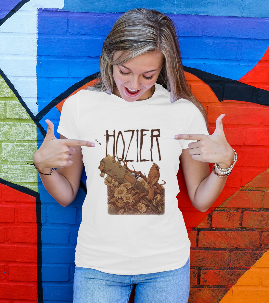 Hozier Jacksonville May 7 Show Guitar And Floral Bird T-Shirt