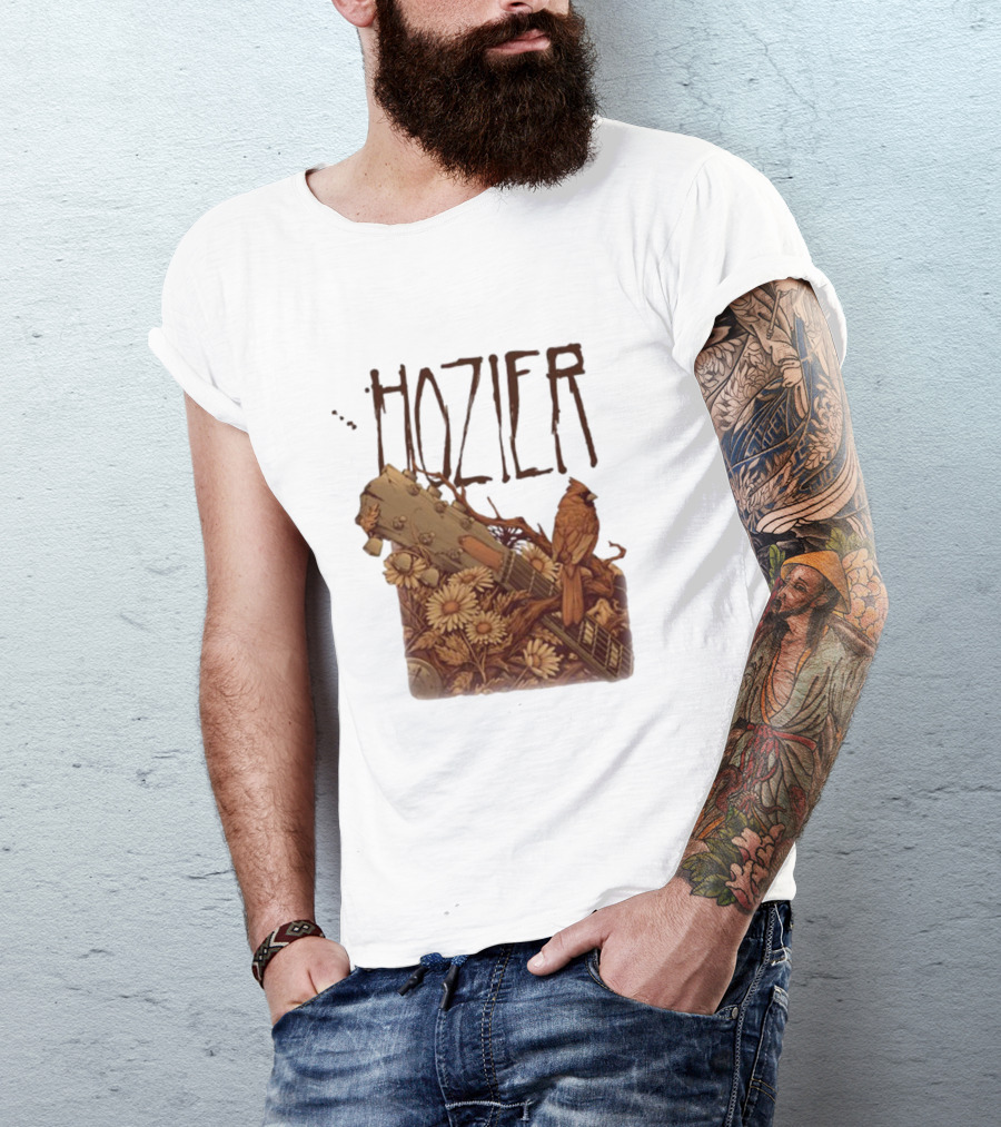 Hozier Jacksonville May 7 Show Guitar And Floral Bird T-Shirt