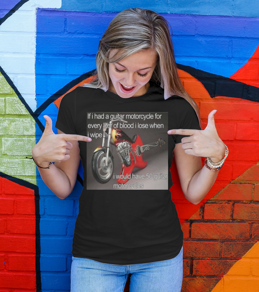 Sillyteestudio Guitar Motorcycle Blood Wipe 50 Limited T-Shirt