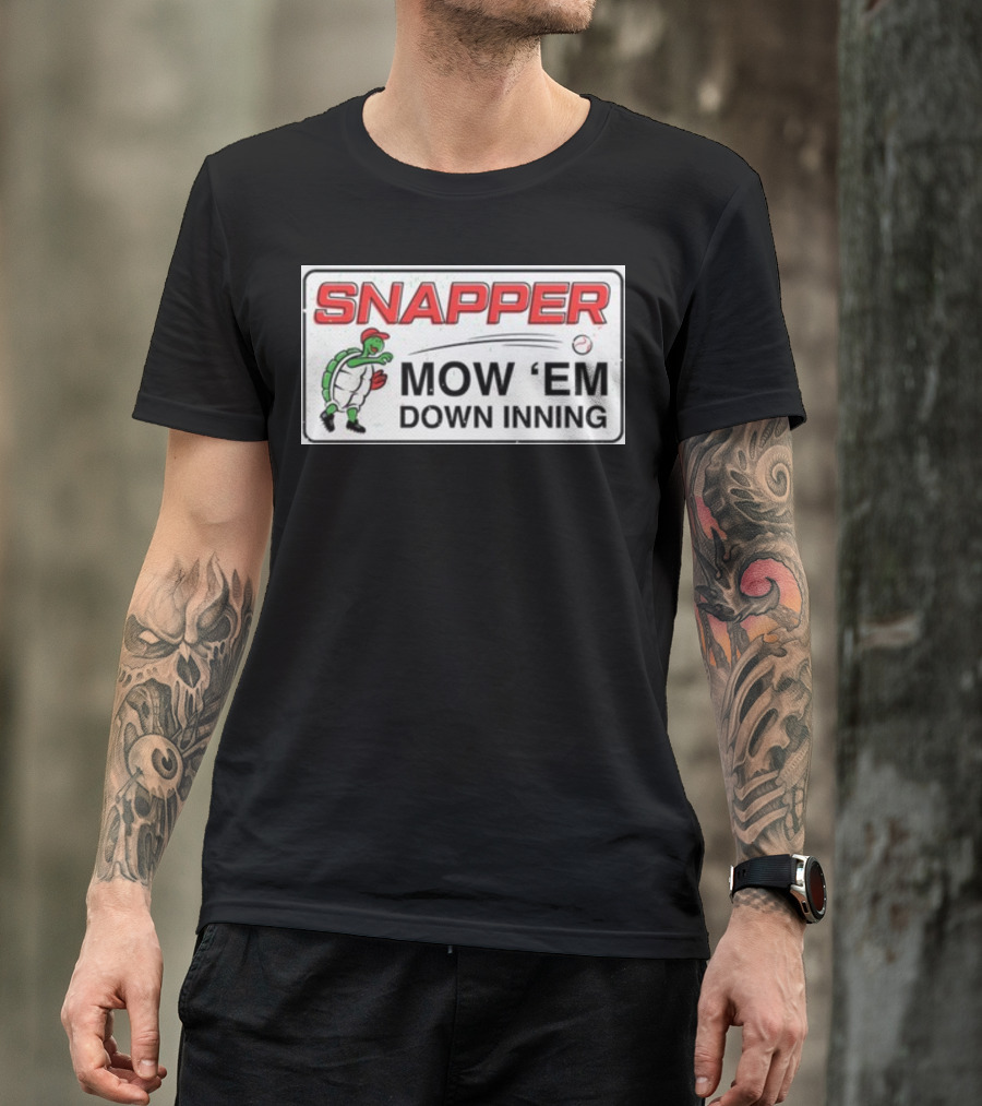 Snapper Mow 'Em Down Inning Baseball Turtle T-Shirt