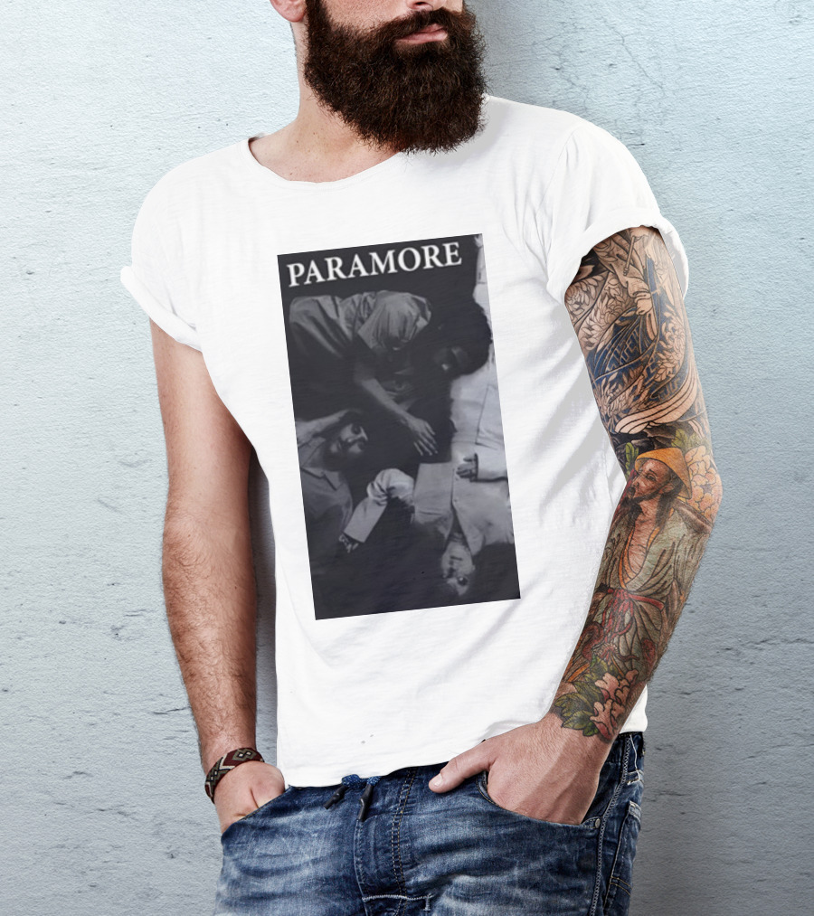 Paramore Black And White Band Photo Trio Lying Down T-Shirt