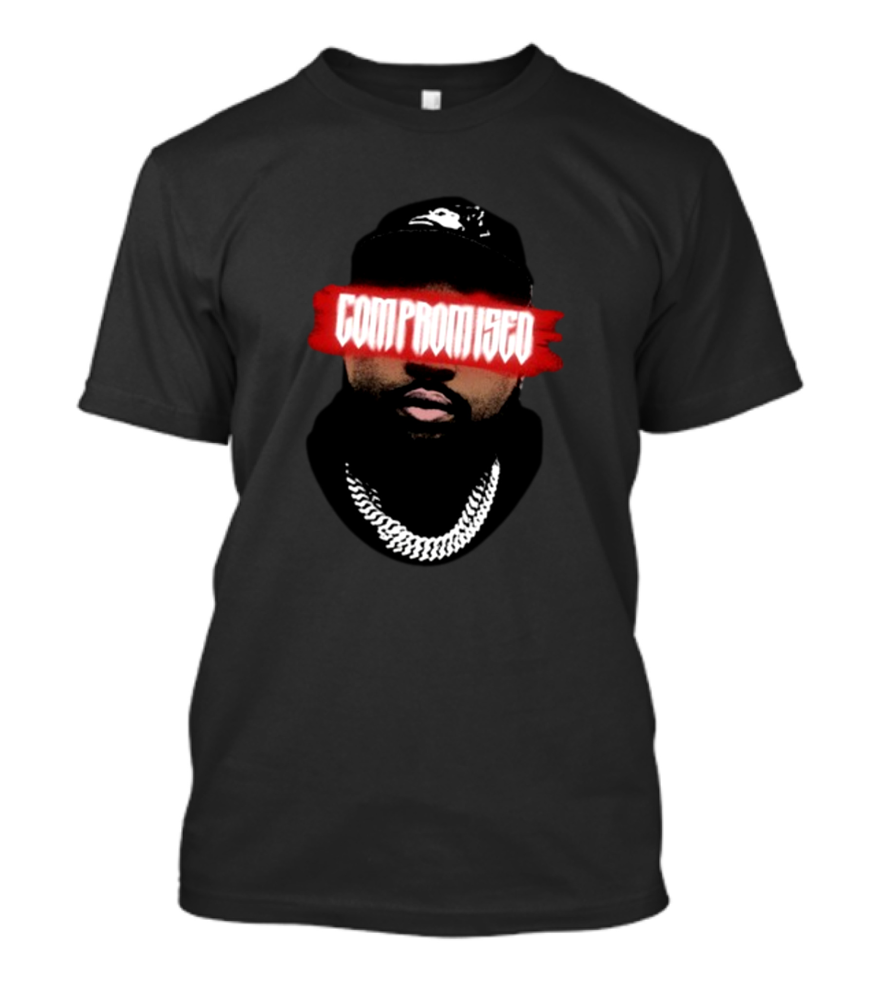 DjAkademiks Compromised Red Text Black Hat Chain T-Shirt
