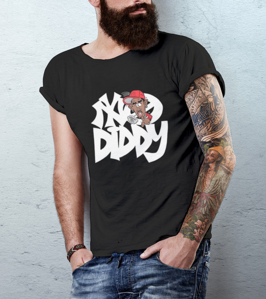 Bad Boy Red Cap Diddy With Graffiti Style Text And Cartoon Character T-Shirt