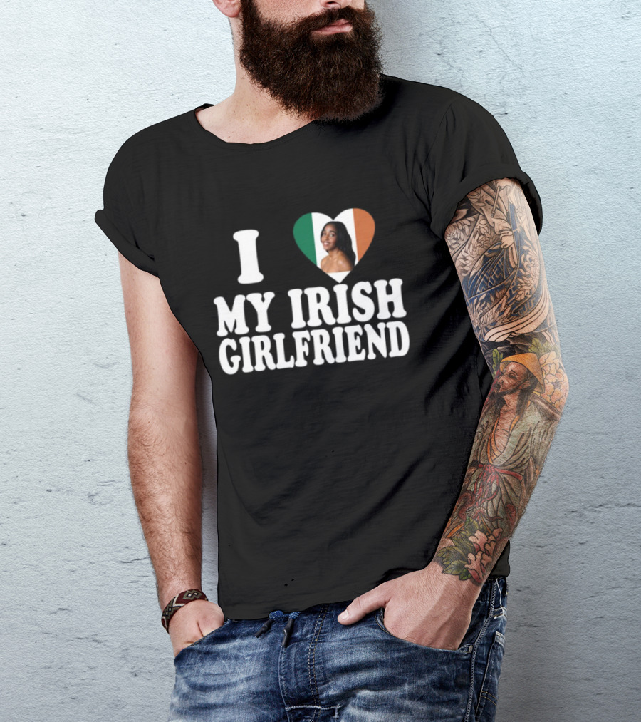 Luketaylorr I Love My Irish Girlfriend Irish Flag Heart Ayo Edebiri T-Shirt