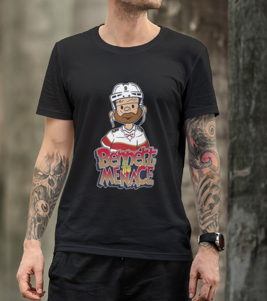 Bennett The Menace Illustrated Hockey Player Character T-Shirt