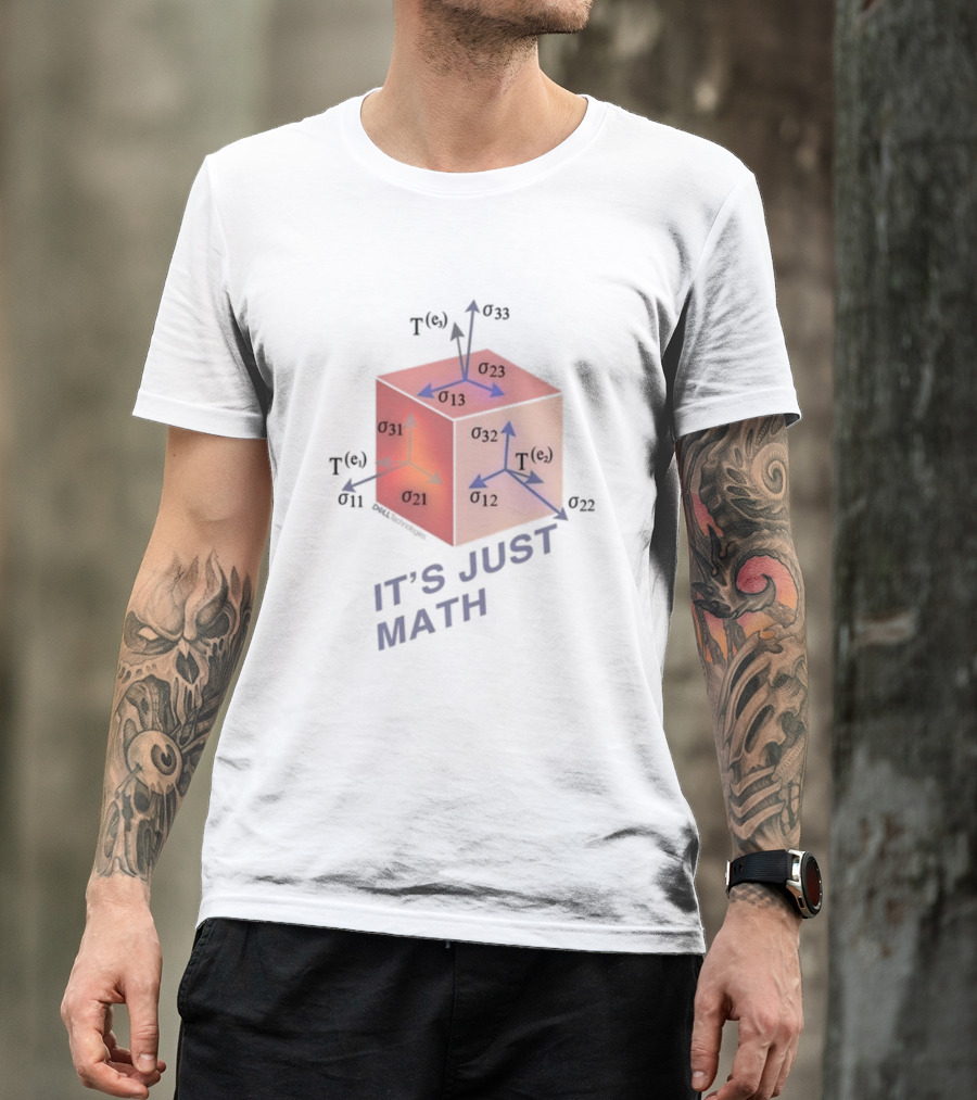 Jeff Clarke Wearing It's Just Math Physics Cube Tensor Notation T-Shirt