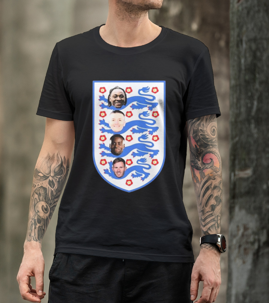 Four Lions Omari Patrick Marc Guehi England Team Football Emblem T-Shirt