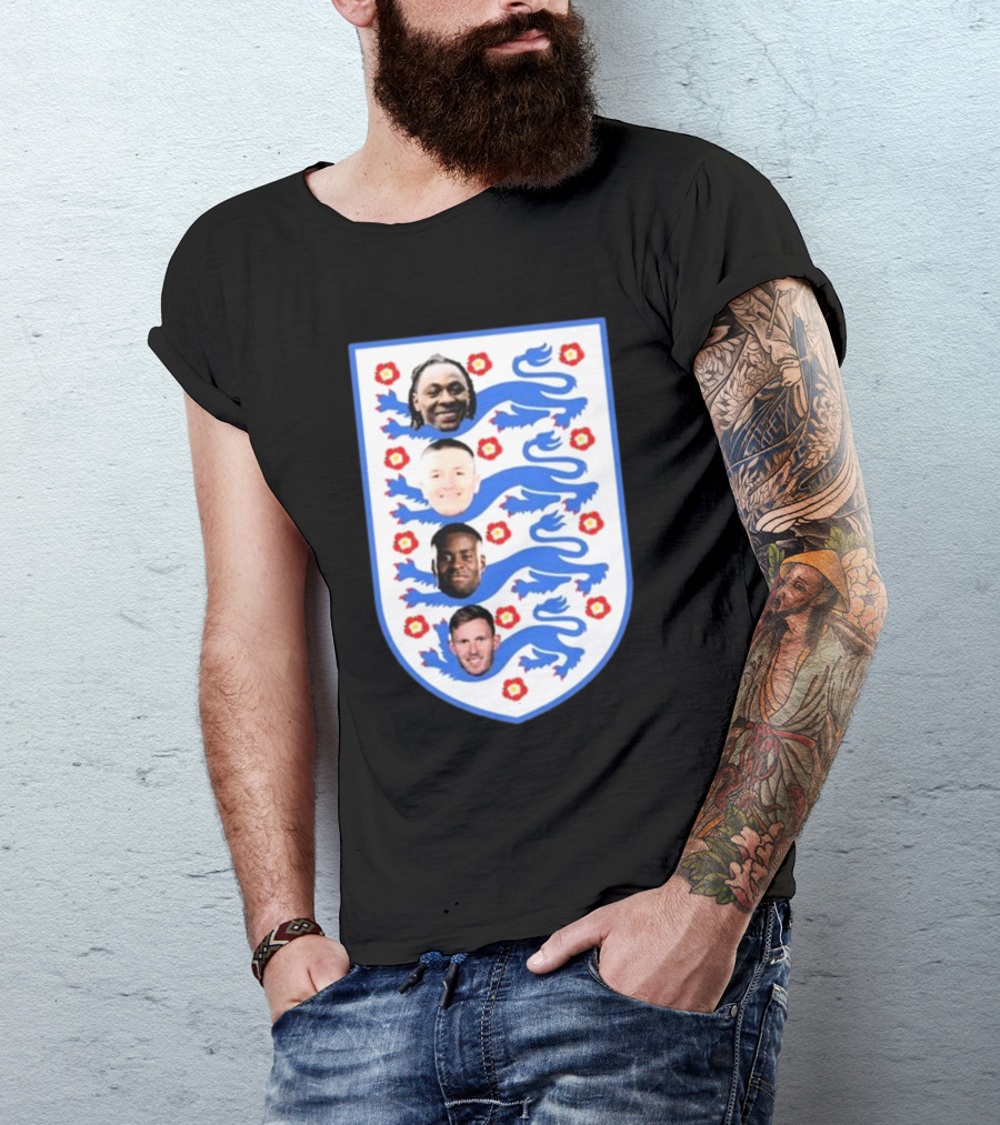 Four Lions Omari Patrick Marc Guehi England Team Football Emblem T-Shirt
